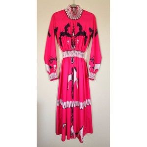 Sunday Up Smocked Maxi Dress Wmn MED Pink Hold Your Horses Print